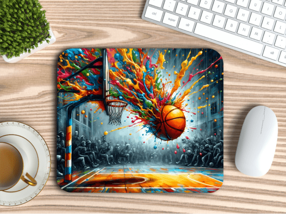 Download Colorful Splash Basketball Mousepad PNG - Basketball Collection