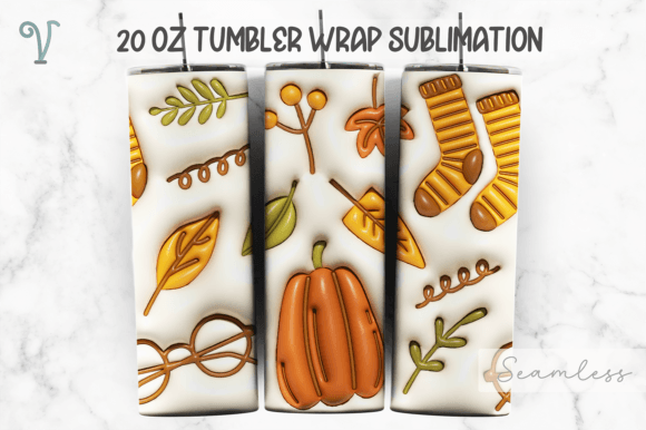 Download 3D Puffy Autumn Fall Season Tumbler Wrap - Premium Bundle