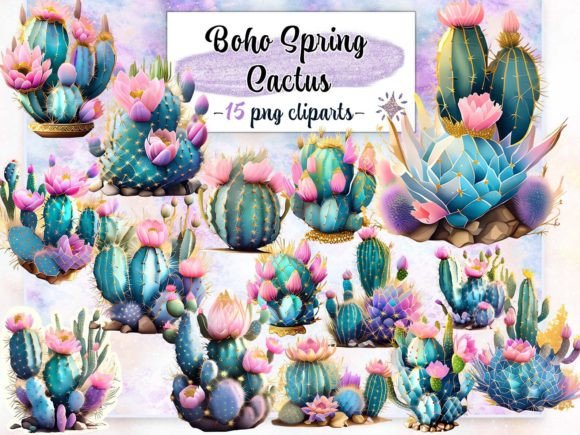 Download Boho Spring Cactus Sublimation Clipart - Cactus sublimation Collection
